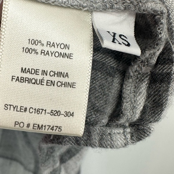 Cloth & Stone Anthropologie Gray White Plaid Top Pleats XS Cropped | G1868 - Picture 5 of 9